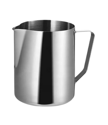 Bean Bliss Milk Pitcher 14.07 oz Stainless Steel - 350ml | Hard Stainless-Steel Design | Unbreakable Milk–Frothing Pitcher for Making cappuccinos and Latte Art | with a Mirror Polished Exterior and Brushed|
