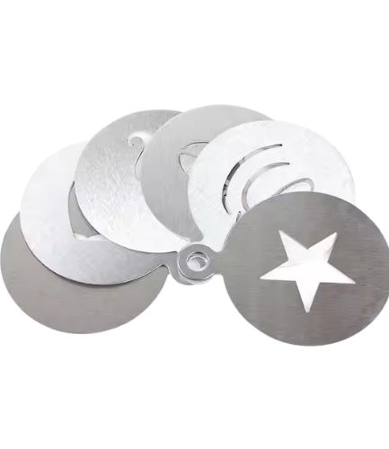 Bean Bliss Latte Art Stencil Set – 6 Reusable Stainless Steel Coffee Designs