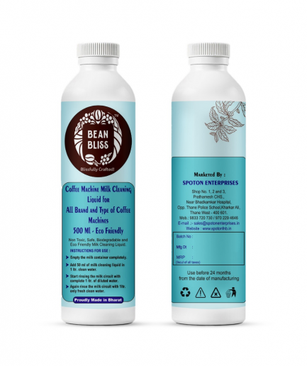 Bean Bliss Eco-Friendly Coffee Machine Milk System Cleaning Liquid 500 ml | Powerful Cleaning Solution for All Machines | Removes Milk Residue | Prevents Blockages | Ensures Optimal Performance
