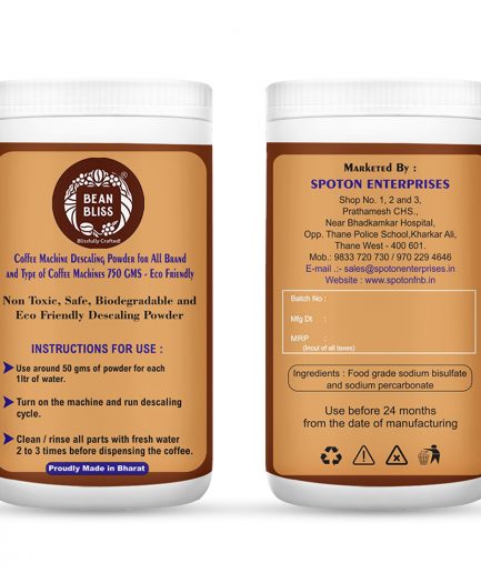 Bean Bliss Eco-Friendly Coffee Machine Descaling Powder- Effective Solution for All Machines, Prevents Malfunctions, and Ensures Optimal Performance (750gm)
