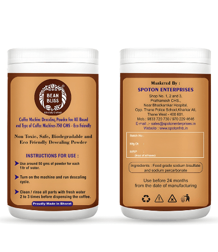 Bean Bliss Eco-Friendly Coffee Machine Descaling Powder- Effective Solution for All Machines, Prevents Malfunctions, and Ensures Optimal Performance (750gm)