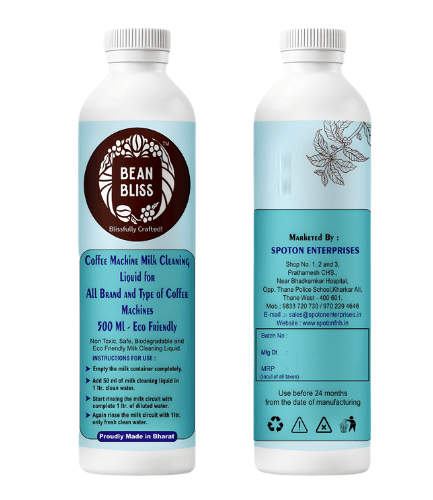 Bean Bliss Eco-Friendly Coffee Machine Milk System Cleaning Liquid 500 ml | Powerful Cleaning Solution for All Machines | Removes Milk Residue | Prevents Blockages | Ensures Optimal Performance