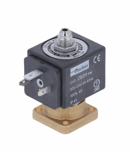 Parker 3-Way Solenoid Valve V220-230V/50-60Hz 9W – Ø1.5 Orifice, 20 Bar, Rubin Seal, 1/8 Conical Drain